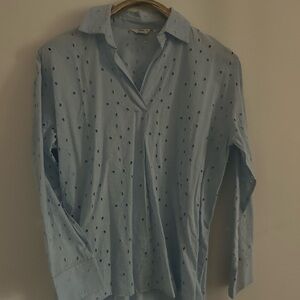 ASOS Light Blue Eyelet Button Down Shirt